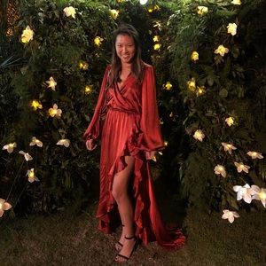 Deep Orange Caroline Constas Silk Maxi